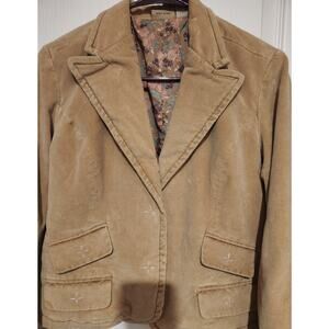 Ruff Hewn button front lined beige corduroy blazer, Size Small
